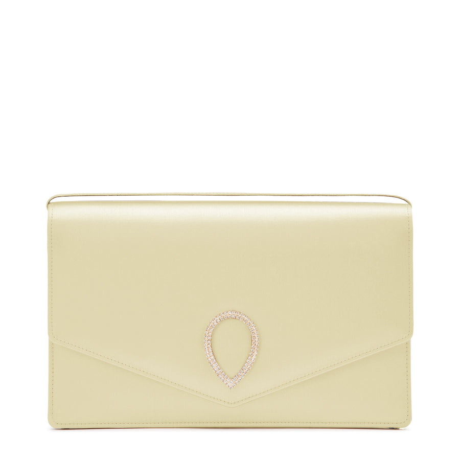 jennifer chamandi LE 8 CRYSTAL BUCKLE Lemon Satin