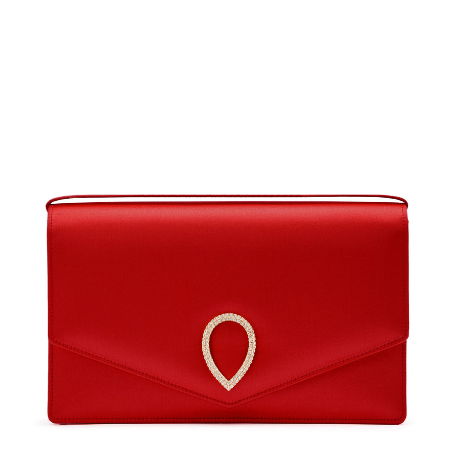 jennifer chamandi LE 8 CRYSTAL BUCKLE Red Satin