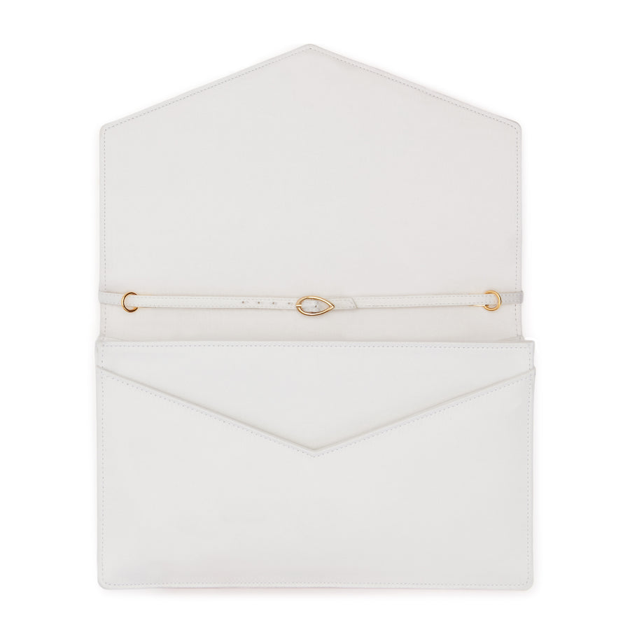 Jennifer Chamandi LE 8 CRYSTAL BUCKLE White Satin