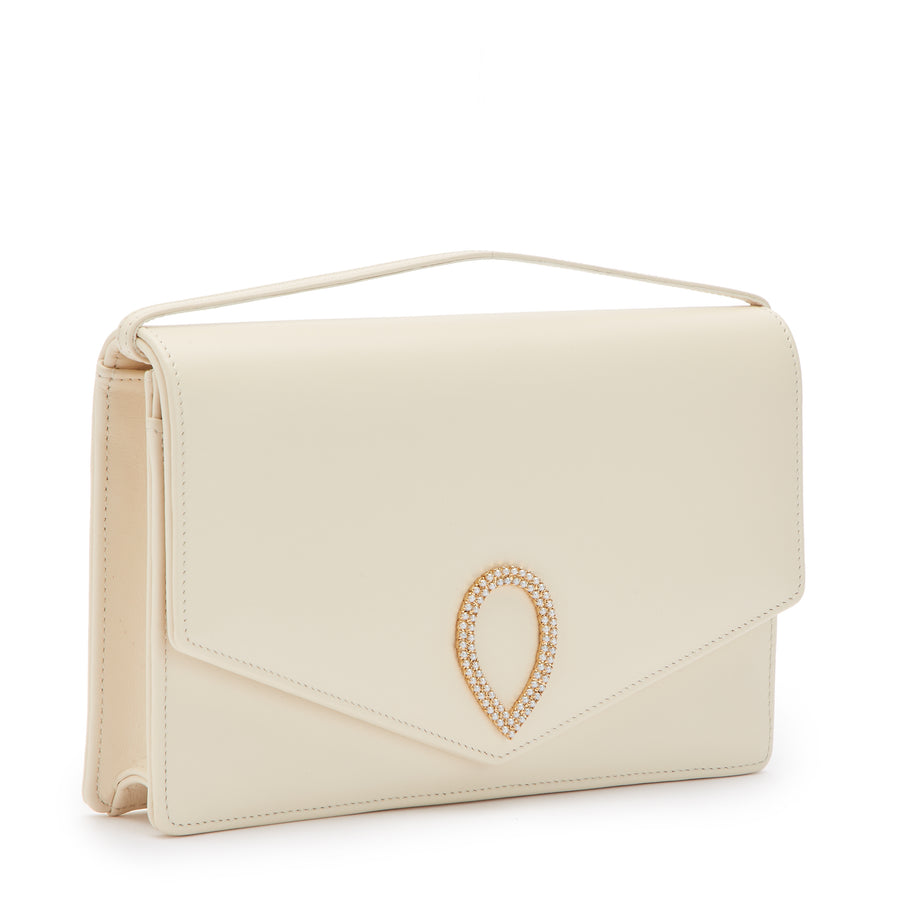 Jennifer Chamandi LE 8 PEARL BUCKLE Ivory Nappa