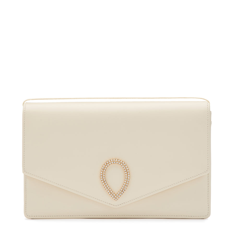 jennifer chamandi LE 8 PEARL BUCKLE Ivory Nappa