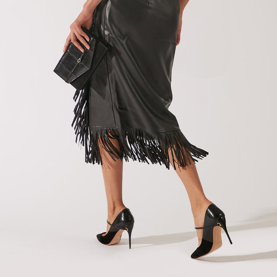 Jennifer Chamandi LORENZO 105 Black Suede Elaphe