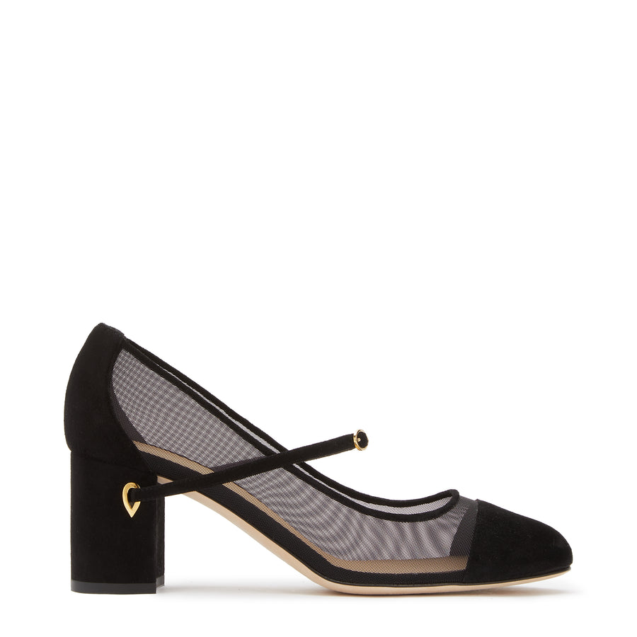 jennifer chamandi PAOLO 65 Black Suede Tonal Mesh