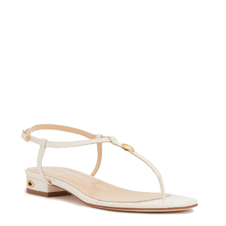 Jennifer Chamandi PIETRO FLAT Chalk White Patent