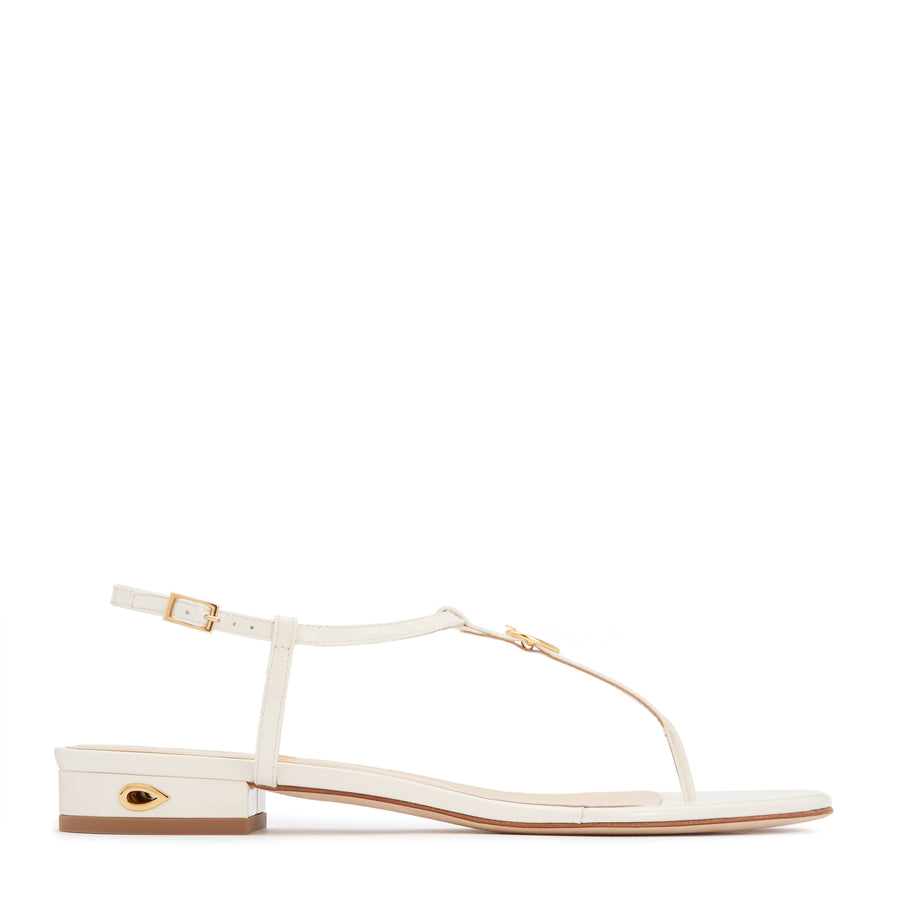 jennifer chamandi PIETRO FLAT Chalk White Patent