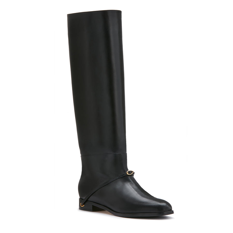 Jennifer Chamandi THIERRY FLAT BOOT Black Nappa