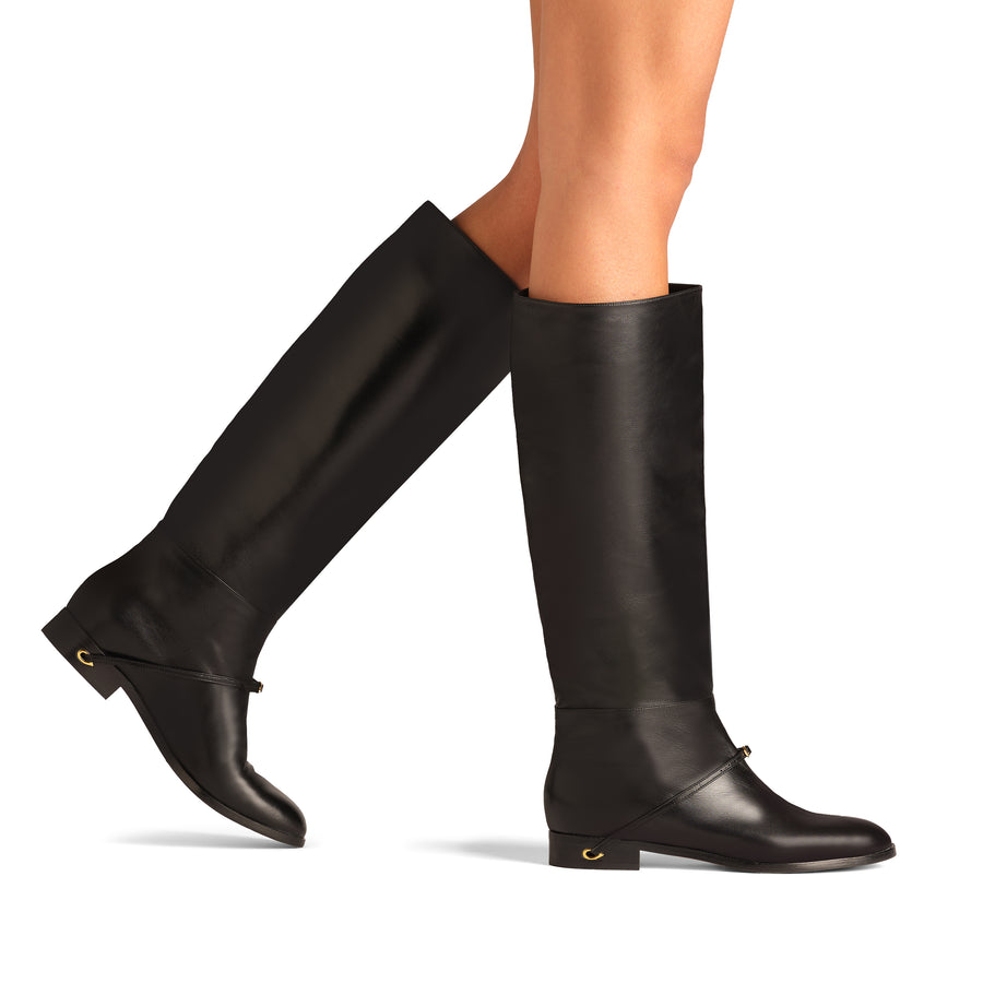 Jennifer Chamandi THIERRY FLAT BOOT Black Nappa