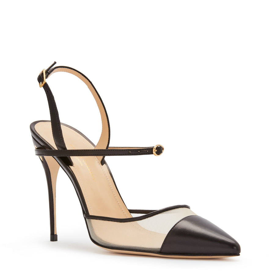 Jennifer Chamandi VITTORIO 105 Black Nappa Mesh