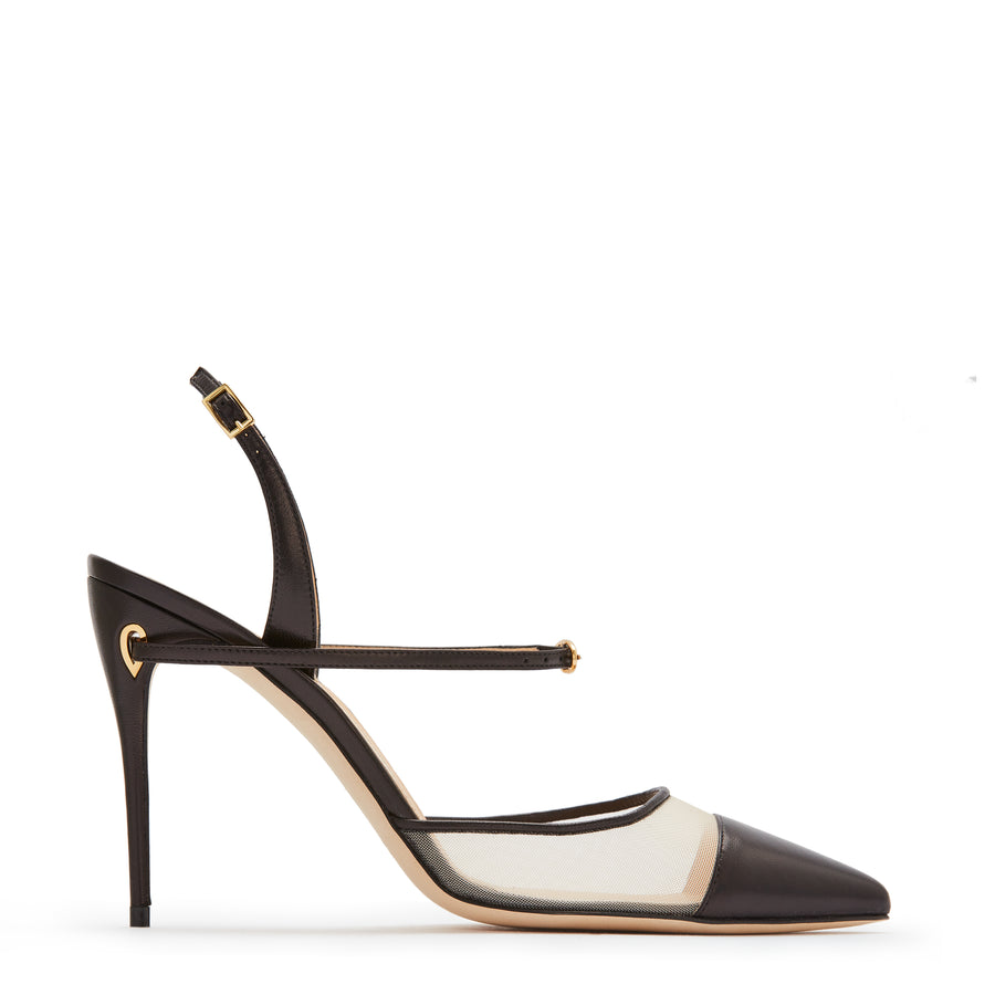 jennifer chamandi VITTORIO 105 Black Nappa Mesh