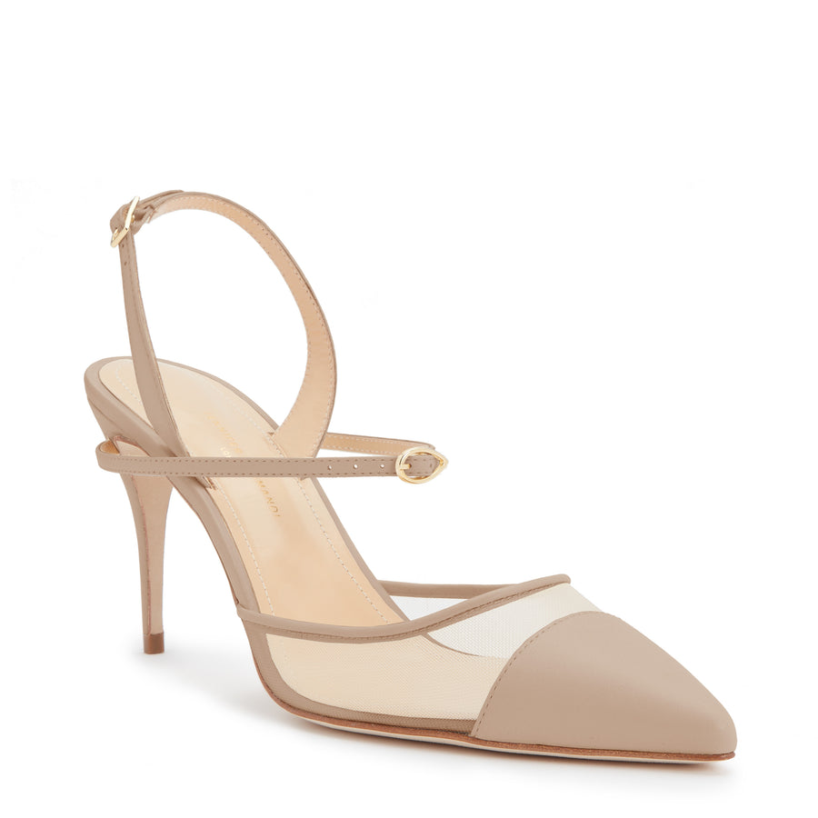 Jennifer Chamandi VITTORIO 85 Sand Nappa Mesh