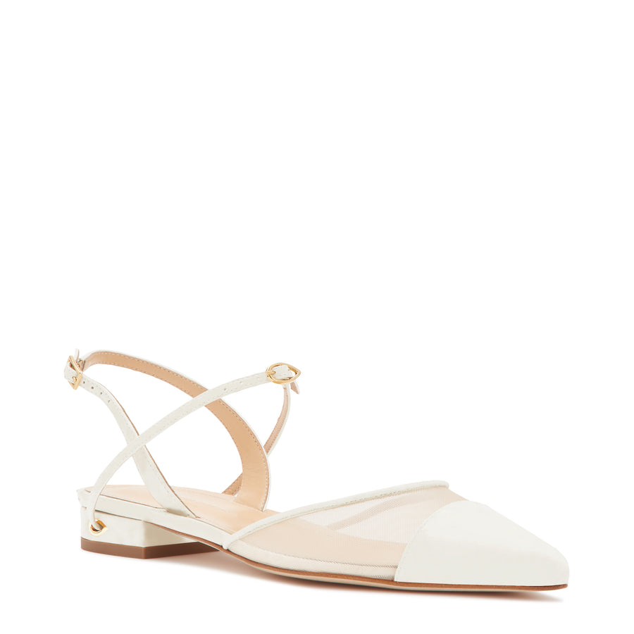 Jennifer Chamandi VITTORIO FLAT Ivory Nappa Mesh