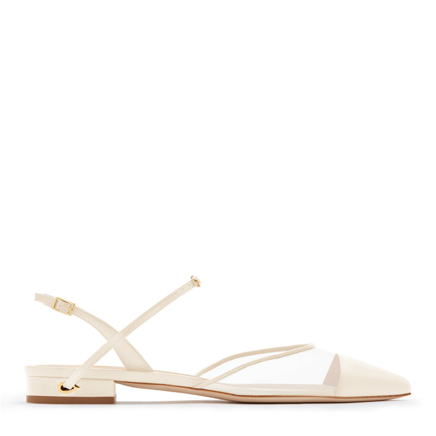 jennifer chamandi VITTORIO FLAT Ivory Nappa Mesh