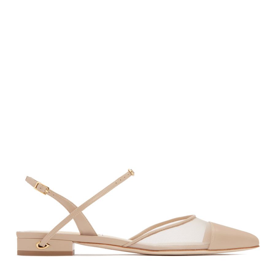 jennifer chamandi VITTORIO FLAT Sand Nappa Mesh