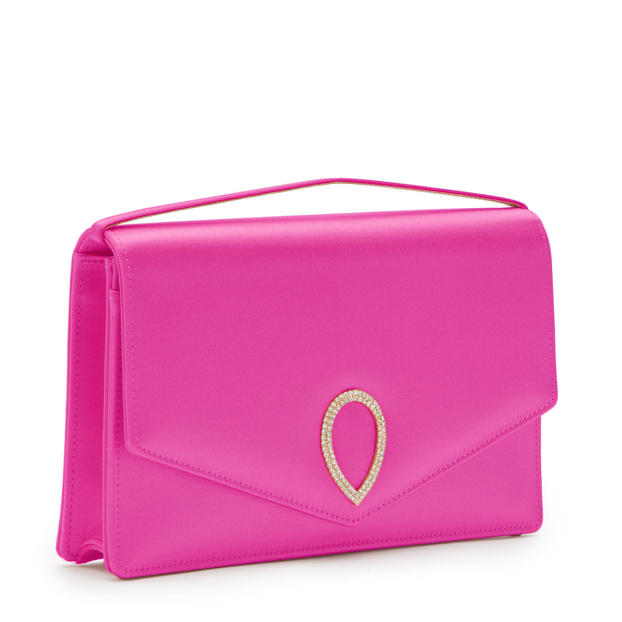 Jennifer Chamandi LE 8 CRYSTAL BUCKLE Candy Pink Satin