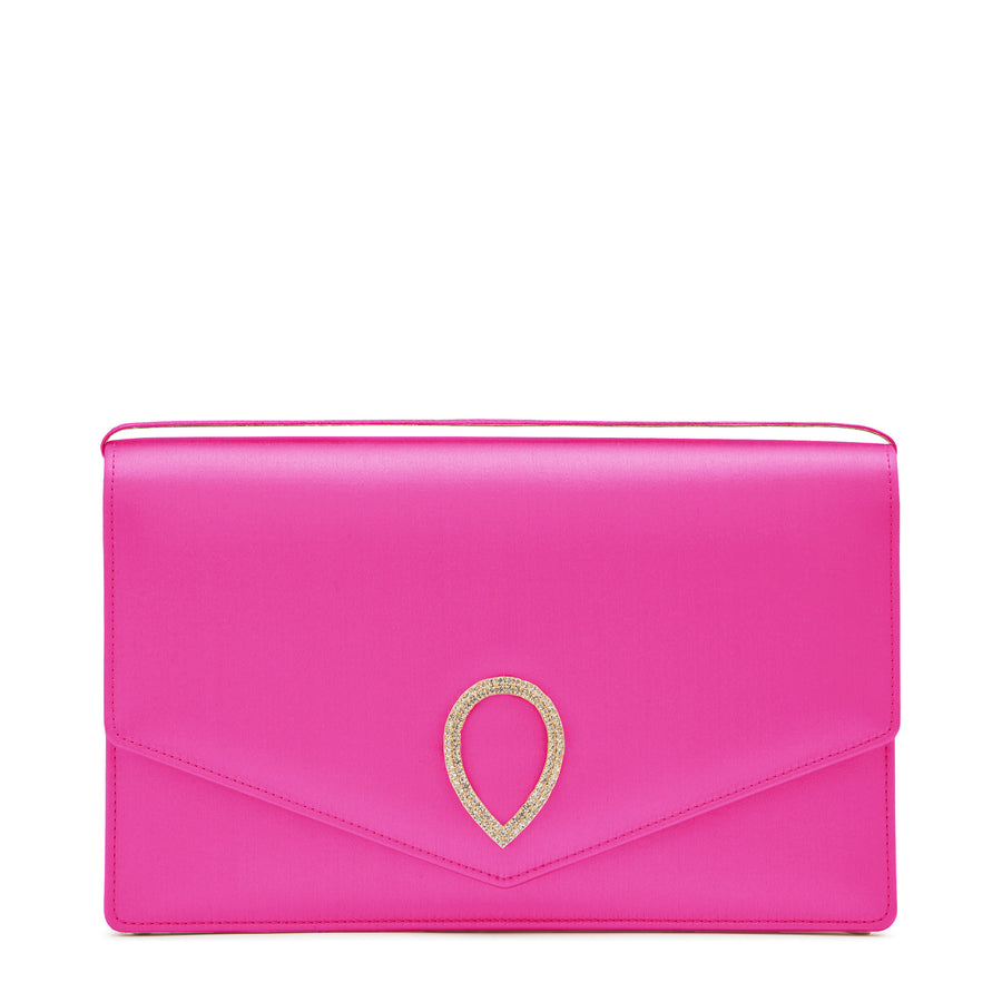 jennifer chamandi LE 8 CRYSTAL BUCKLE Candy Pink Satin
