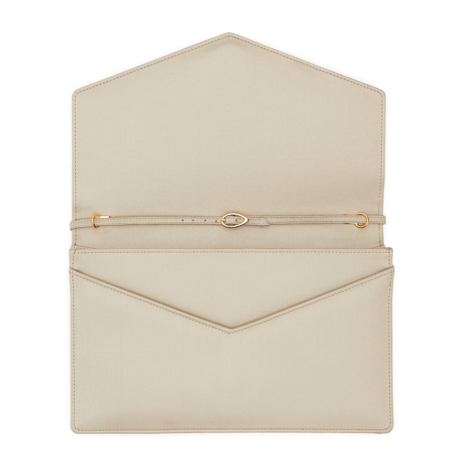 Jennifer Chamandi Le 8 - Crystal Buckle Champagne Satin