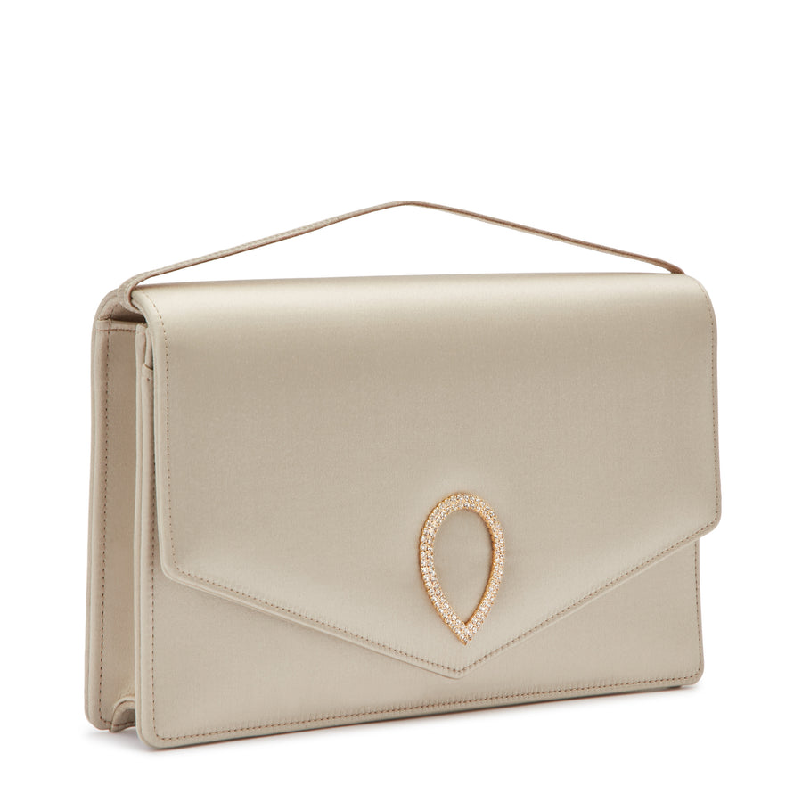 Jennifer Chamandi Le 8 - Crystal Buckle Champagne Satin