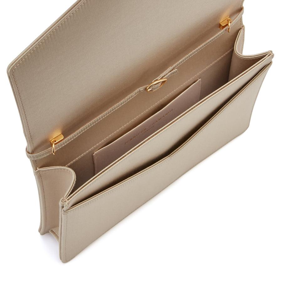 Jennifer Chamandi Le 8 - Crystal Buckle Champagne Satin