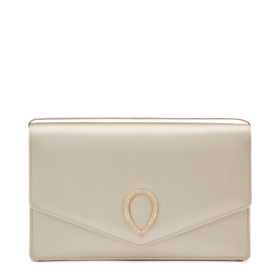 jennifer chamandi Le 8 - Crystal Buckle Champagne Satin
