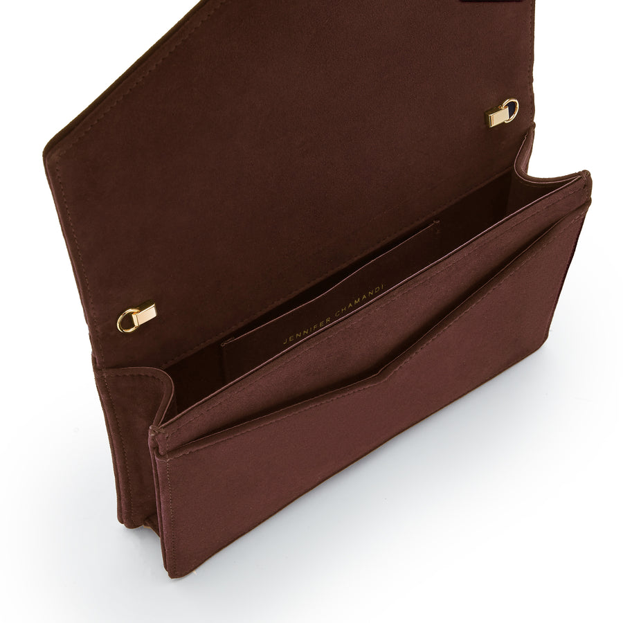 Jennifer Chamandi LE 8 GOLD BUCKLE Chocolate Brown Suede