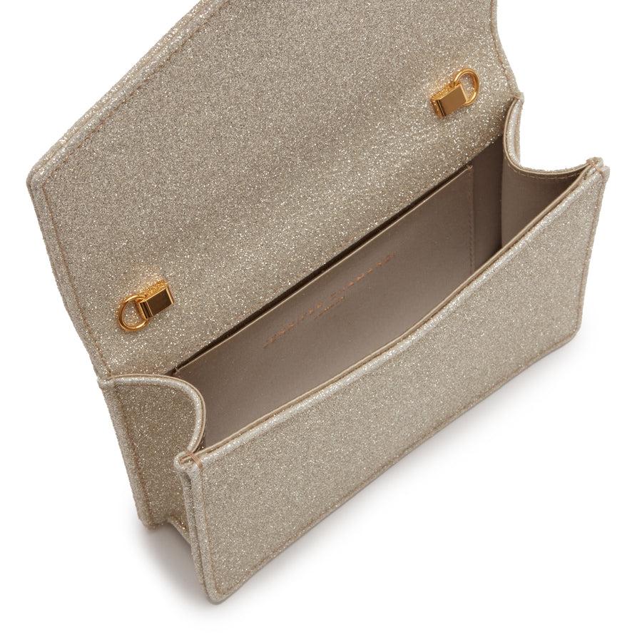 Jennifer Chamandi LE 8 MINI CRYSTAL BUCKLE Light Gold Glitter