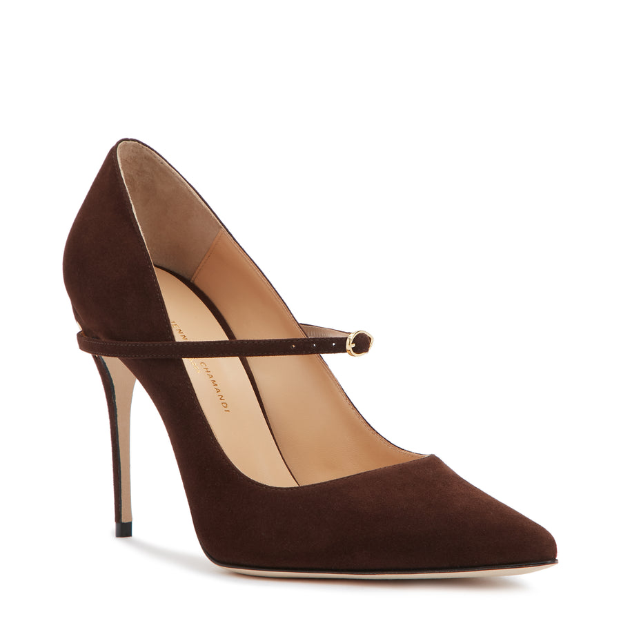 Jennifer Chamandi LORENZO 105 Chocolate Brown Suede