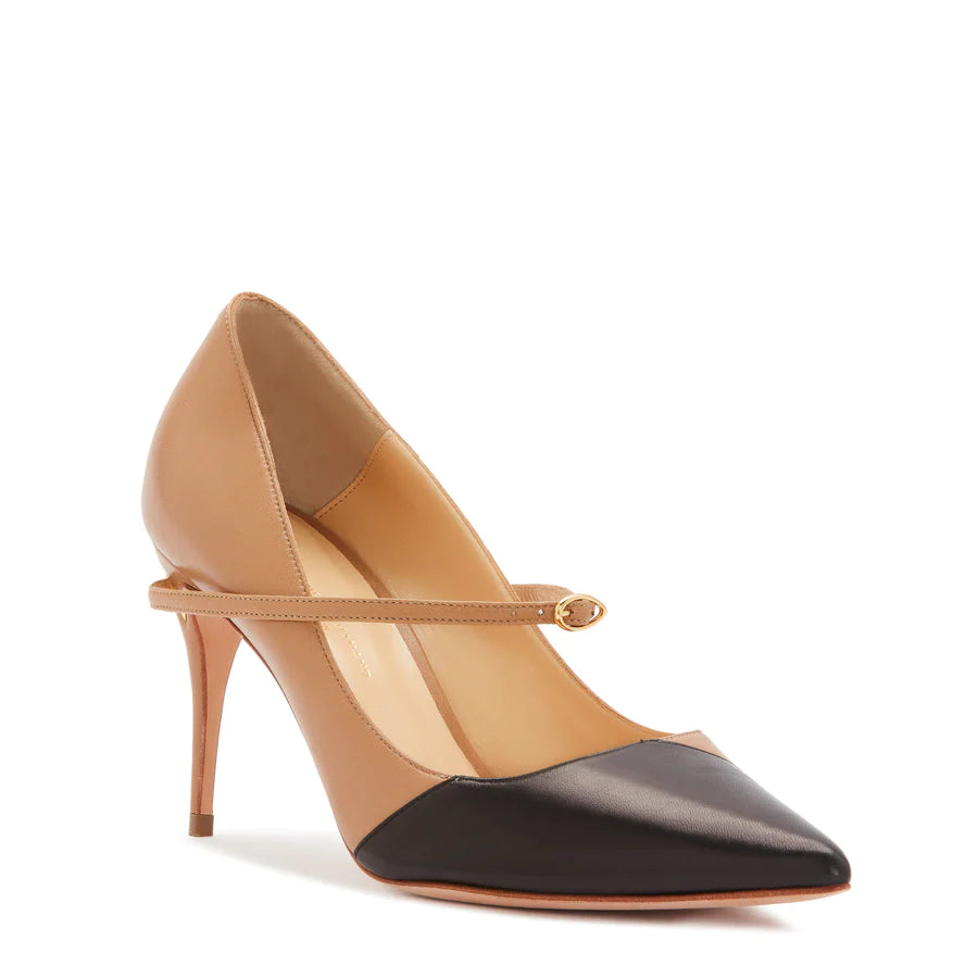 Jennifer Chamandi LORENZO 85 Beige Nappa With Black Nappa Slanted Toe