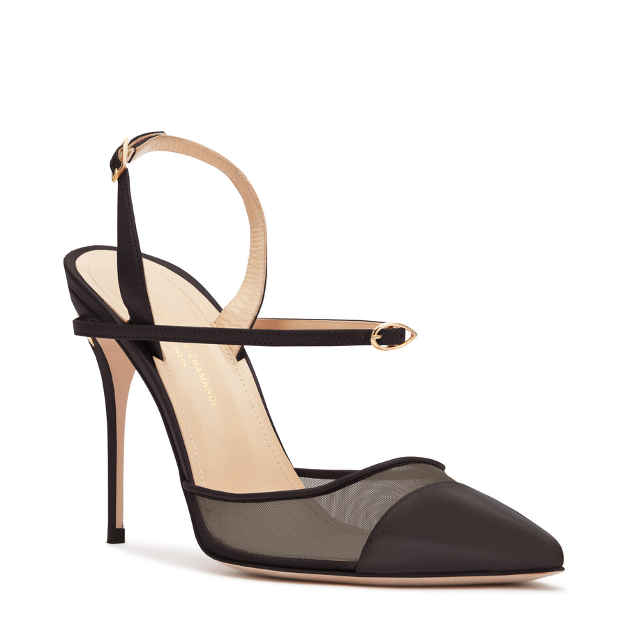 Jennifer Chamandi VITTORIO 105 Black Nappa Tonal Mesh