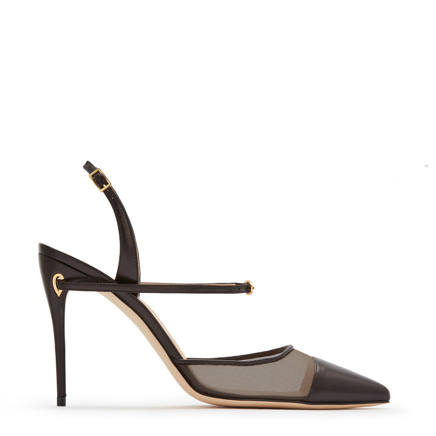 jennifer chamandi VITTORIO 105 Black Nappa Tonal Mesh