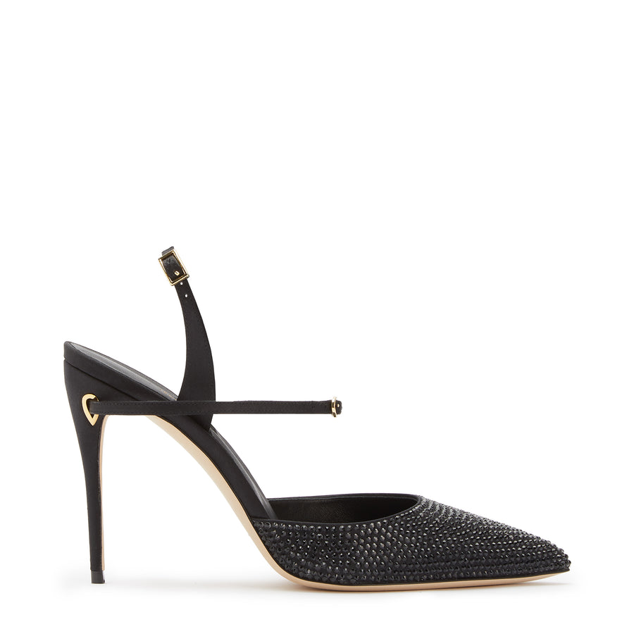 jennifer chamandi VITTORIO 105 Black Satin Crystals