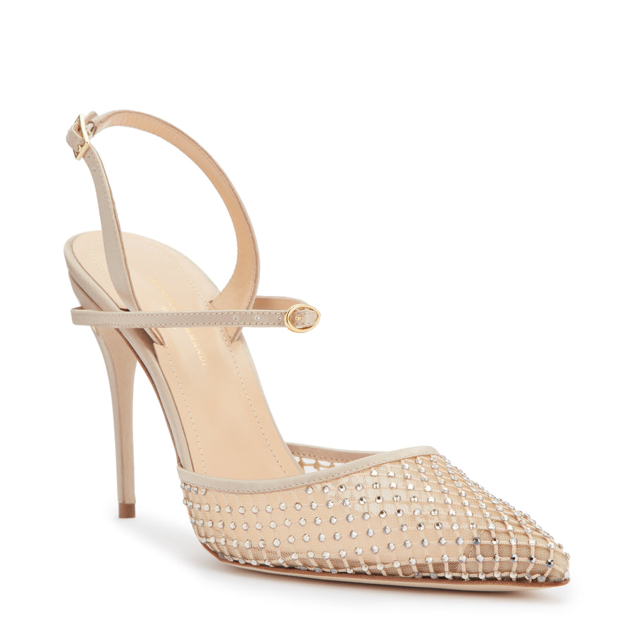 Jennifer Chamandi VITTORIO 105 Champagne Satin Crystal Mesh