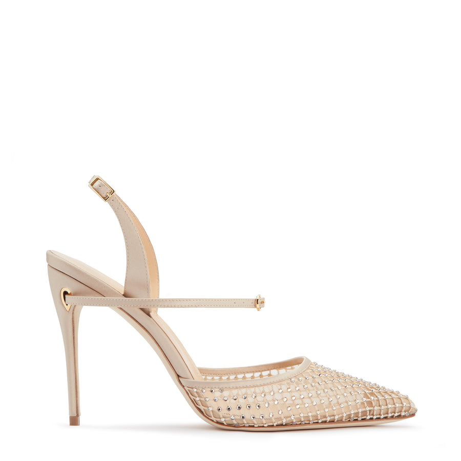 jennifer chamandi VITTORIO 105 Champagne Satin Crystal Mesh