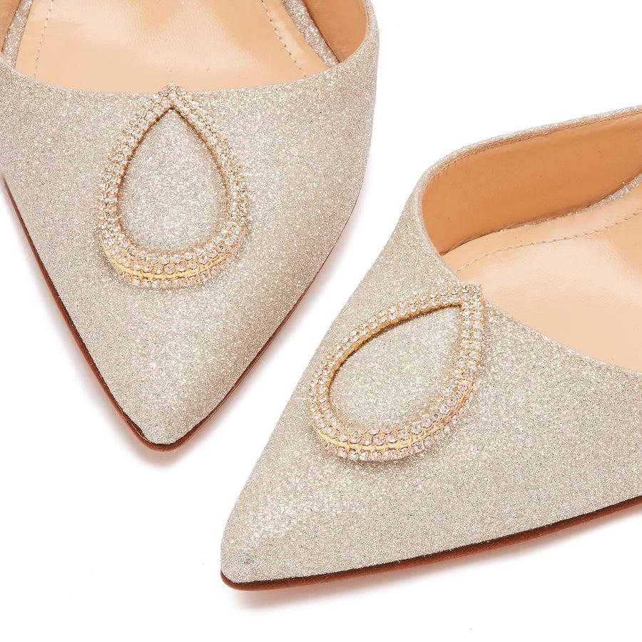 Jennifer Chamandi VITTORIO 105 Light Gold Glitter Crystal Buckle