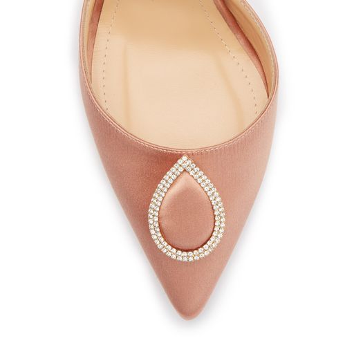 Jennifer Chamandi VITTORIO 105 Nude Satin Crystal Buckle