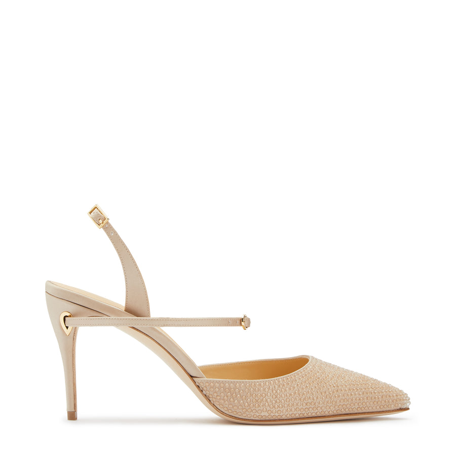 jennifer chamandi VITTORIO 85 Champagne Satin Crystals