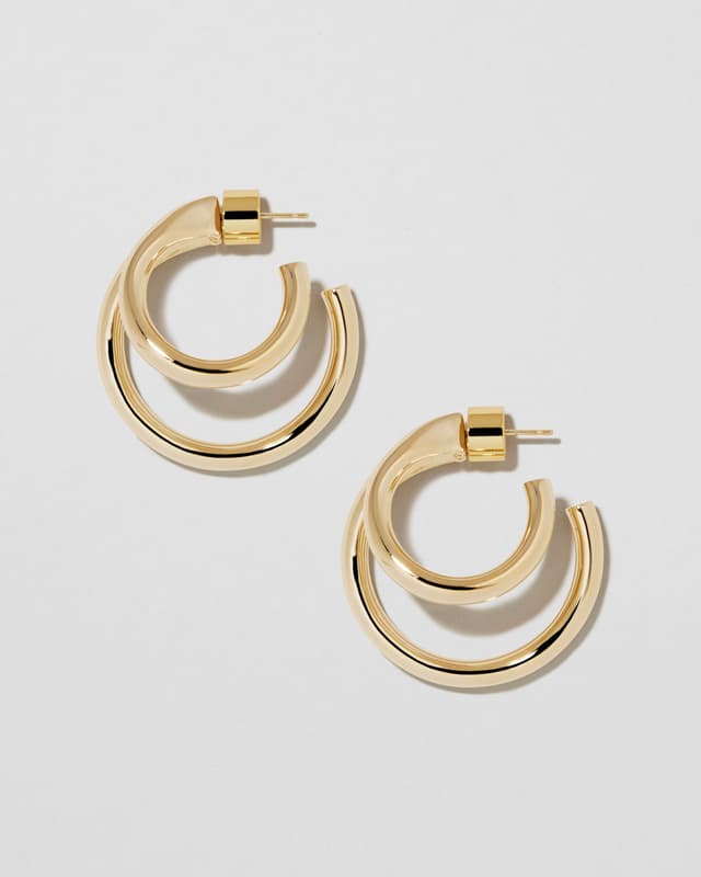 Jennifer Fisher 1" Double Lilly Mini Hoops Yellow Gold