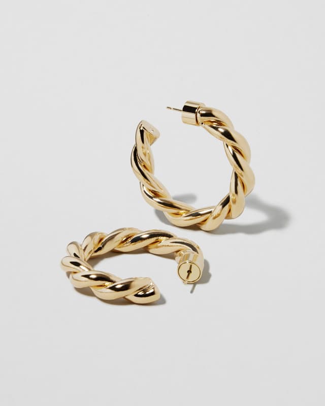 Jennifer Fisher 1" Twisted Lilly Mini Hoops Yellow Gold