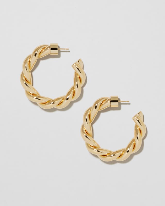 Jennifer Fisher 1" Twisted Lilly Mini Hoops Yellow Gold