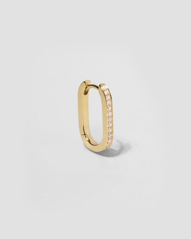 Jennifer Fisher 18k Elongated Link Huggie With Pavé Diamonds
