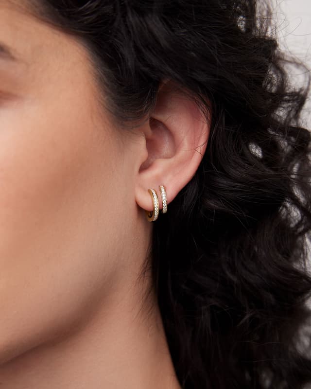 Jennifer Fisher 18k Extra Small Huggie With Pavé Diamonds 18K Yellow Gold