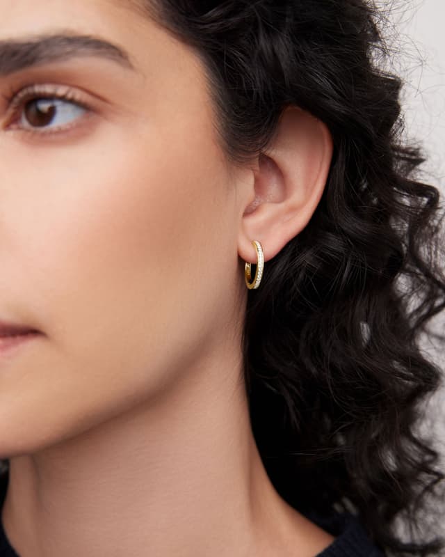 Jennifer Fisher 18k Huggie With Pavé Diamonds 18K Yellow Gold