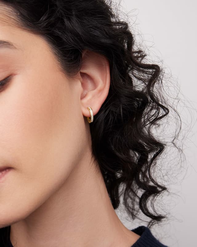 jennifer fisher 18k Small Huggie with Pavé Diamonds