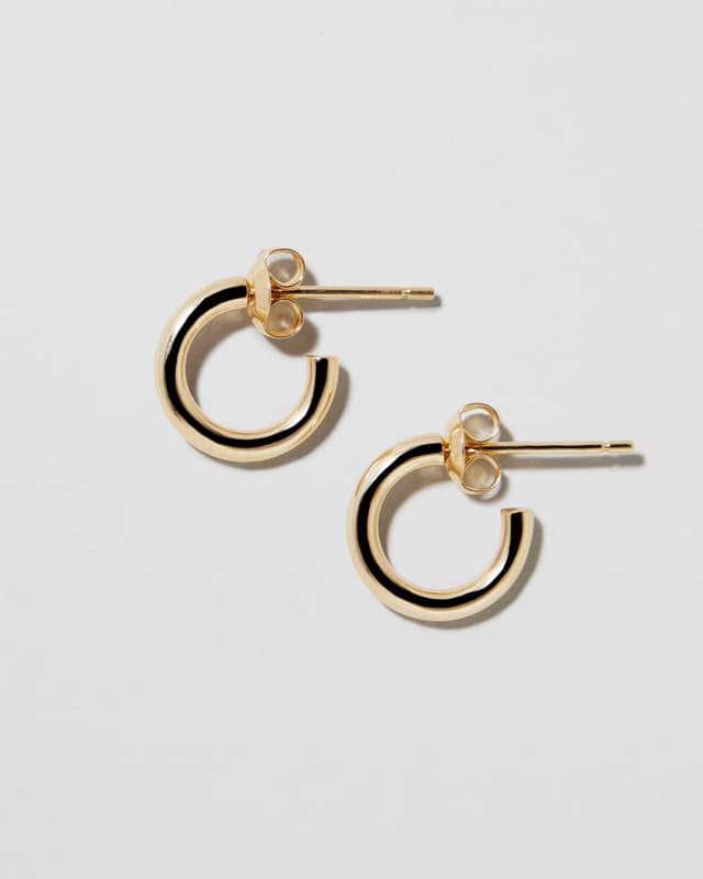 Jennifer Fisher Fine Micro Thread Huggies 14K Yellow Gold