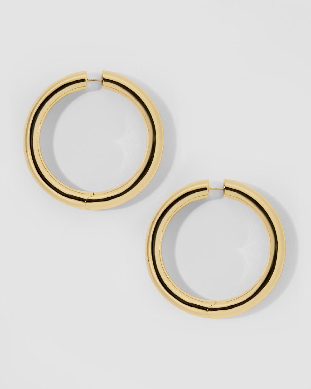 Jennifer Fisher 1.5" Samira Hinged Baby Hoops Gold