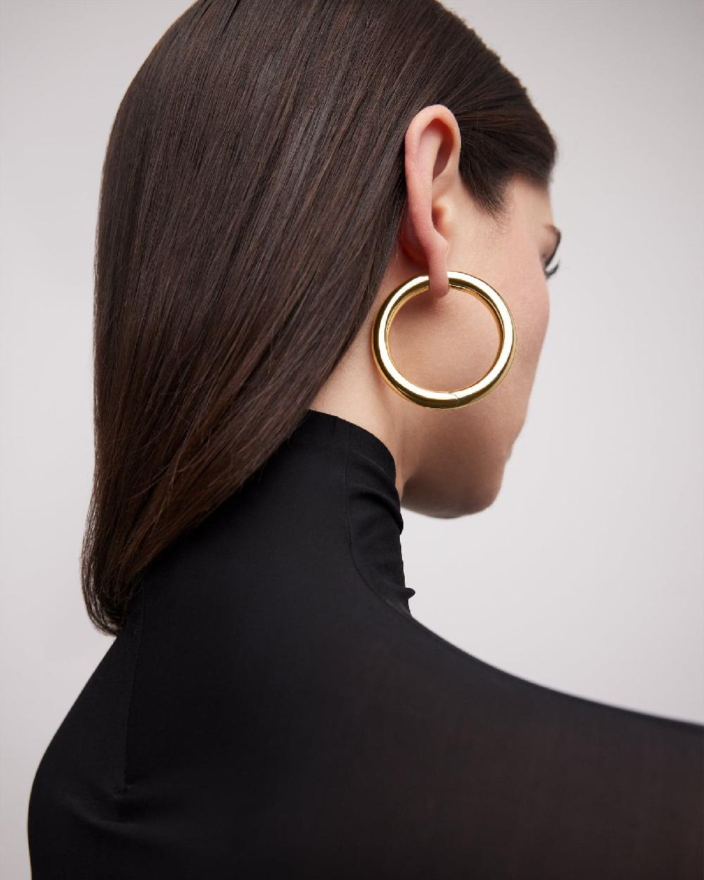 Jennifer Fisher 1.5" Samira Hinged Baby Hoops Gold