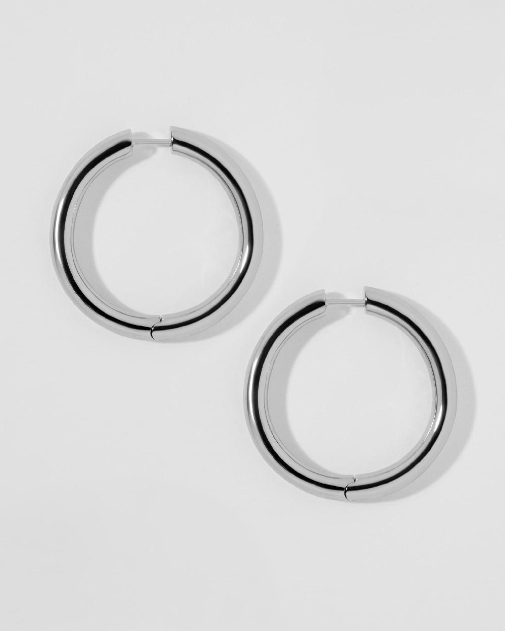 Jennifer Fisher 1" Lilly Hinged Mini Hoops Silver
