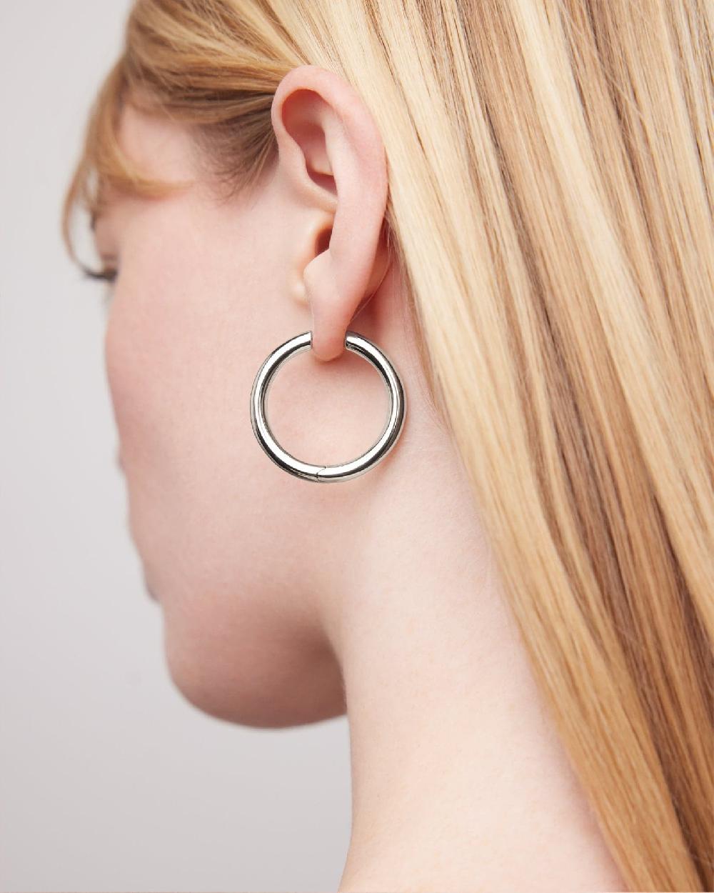 Jennifer Fisher 1" Lilly Hinged Mini Hoops Silver