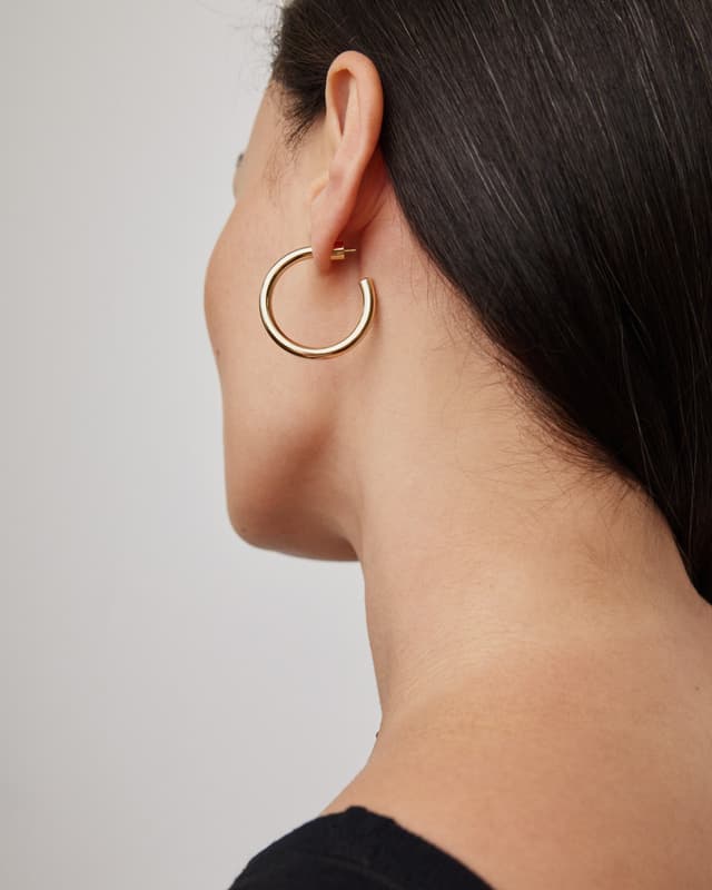 Jennifer Fisher 1" Lilly Mini Hoops Yellow Gold