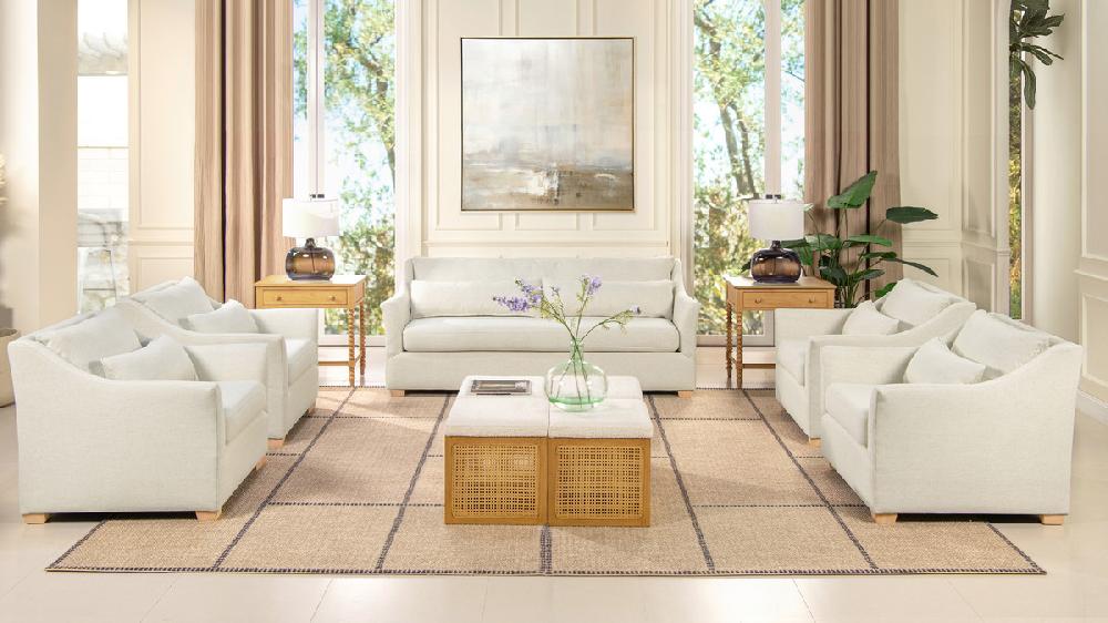 Jennifer Taylor Home Ada 38" Flared Arm Contemporary Armchair With Lumbar Pillow Flax White