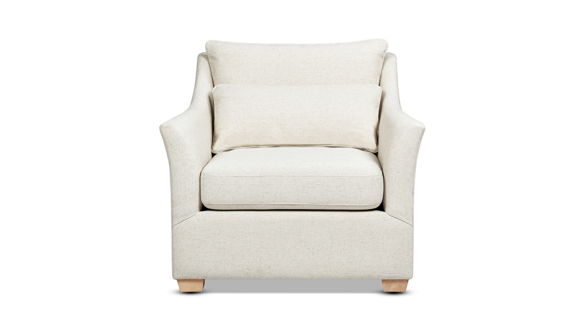 Jennifer Taylor Home Ada 38" Flared Arm Contemporary Armchair With Lumbar Pillow Flax White